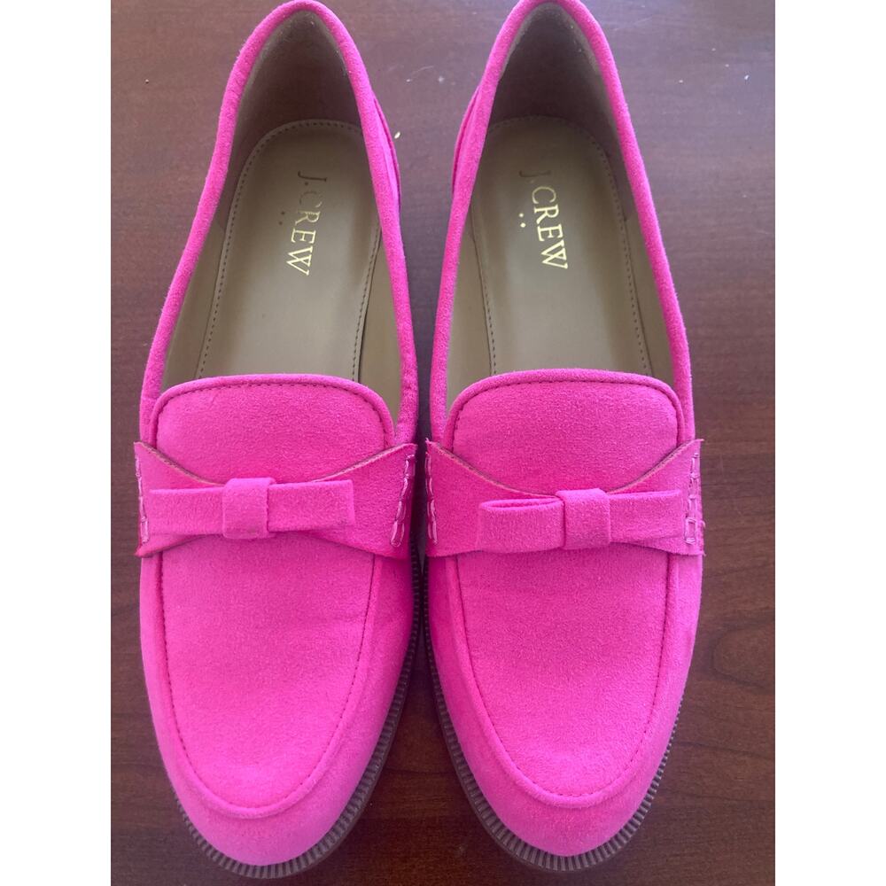 NWT J. Crew Sueded Bow Loafers Shoes Hot Pink Fuchsia 7​​​​ $138 - Picture 5 of 6